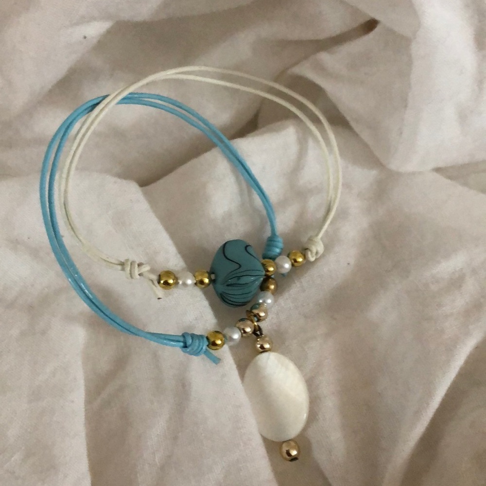 Blue and white bracelets